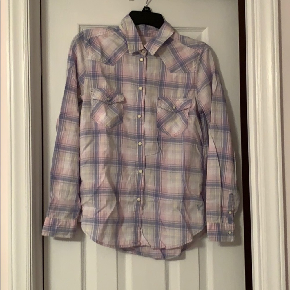 American Eagle Plaid Button Up